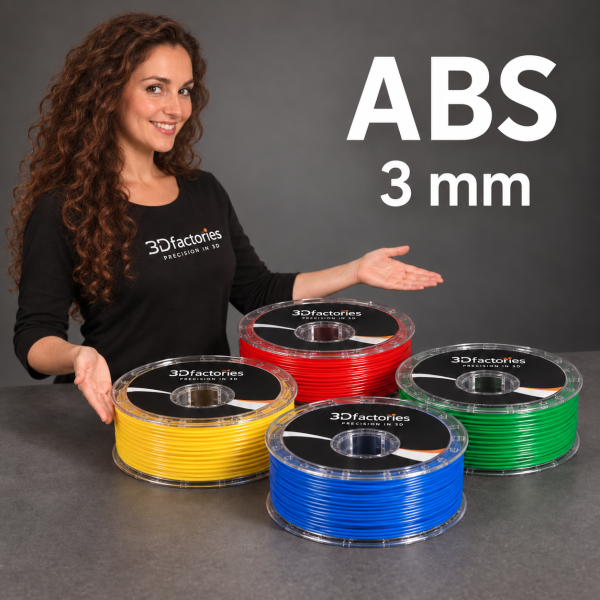 4x ABS Filament 3mm 3Dfactories AKTION - BUNDLE 4 x 1.000g PRINTPLUS BLAU ROT GELB GRÜN